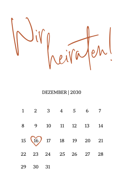 Originelle Hochzeitskarte mit Kalenderblatt