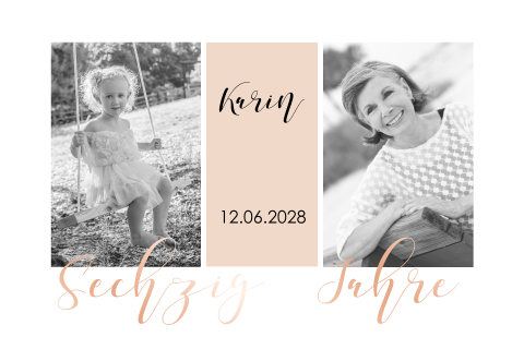 Einladung zum 60. Geburtstag mit eleganter Rosegoldfolie