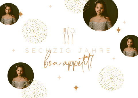 Tischset für den 60. Geburtstag mit runden Elementen und Fotos