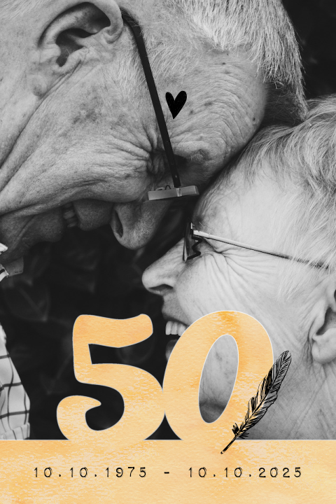 Süße Jahrestagskarte zum 50. Jubiläum in Pfirsichfarbe