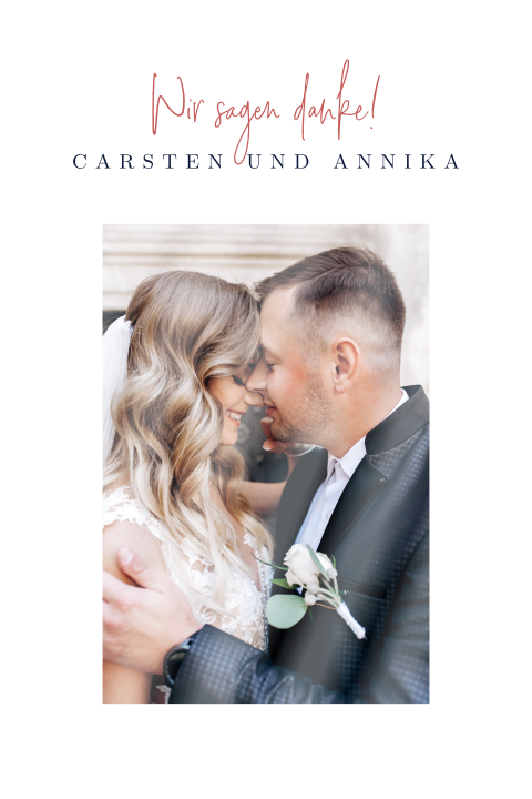 Dankeskarte mit farbkräftigen Blüten und Foto