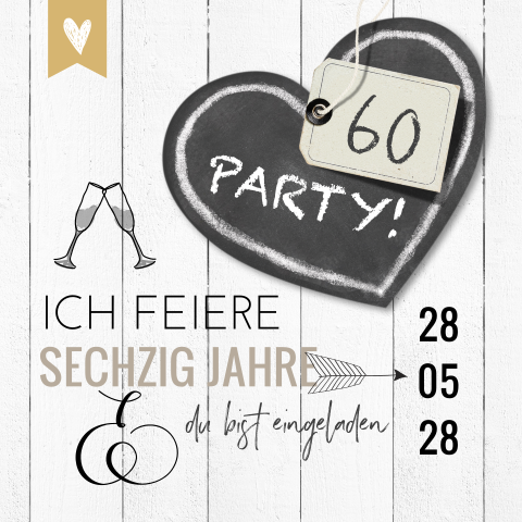Einladungskarte zum 60. Geburtstag mit witzigen Details