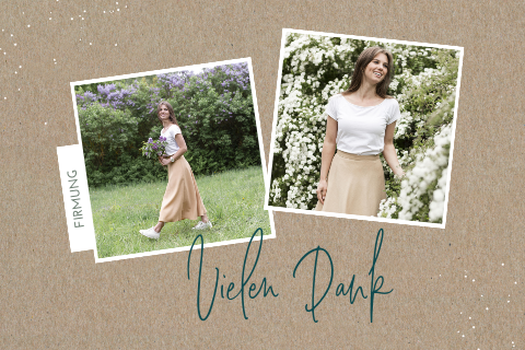 Dankeskarte zur Firmung im Kraft-Look mit zwei Fotos