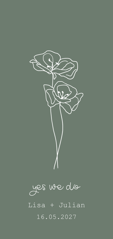 Hochzeitseinladung in romantischen Design mit grünem Hintergrund