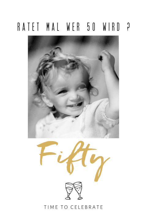 Einladung zum 50. Geburtstag mit Foto auf der Vorder- und Rückseite