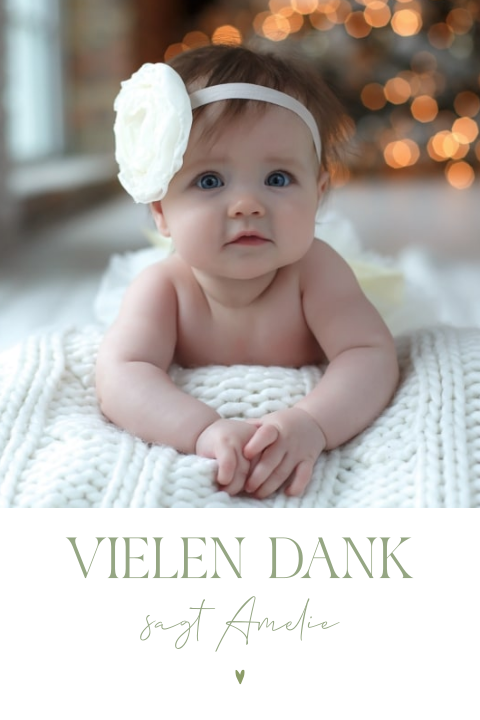 Dankeskarte Taufe mit großem Foto und eleganter Schrift