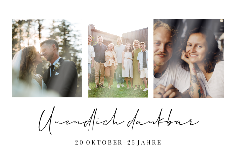 Moderne Danksagung Silberhochzeit mit drei Fotos