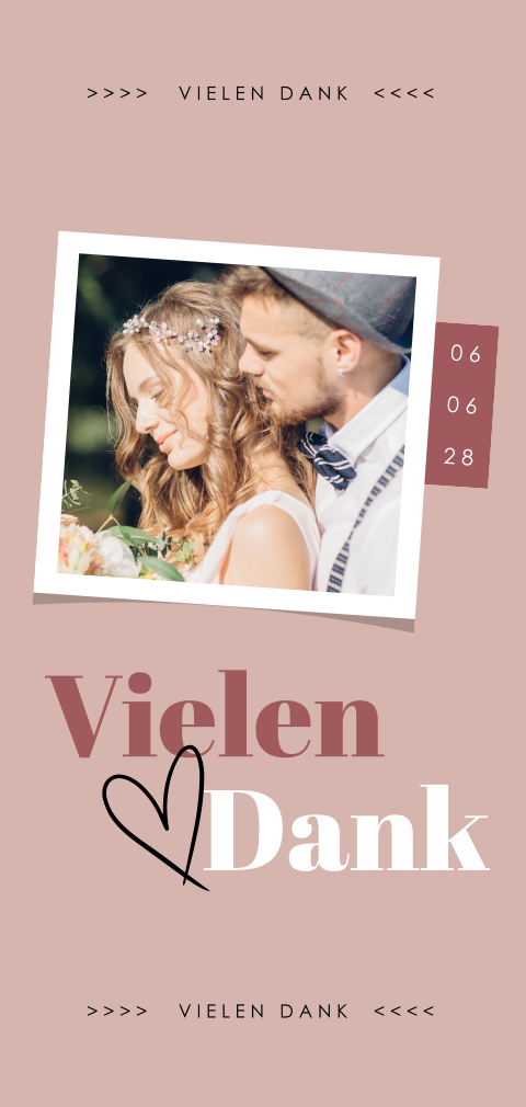 Danksagungskarte in Altrosa mit Foto