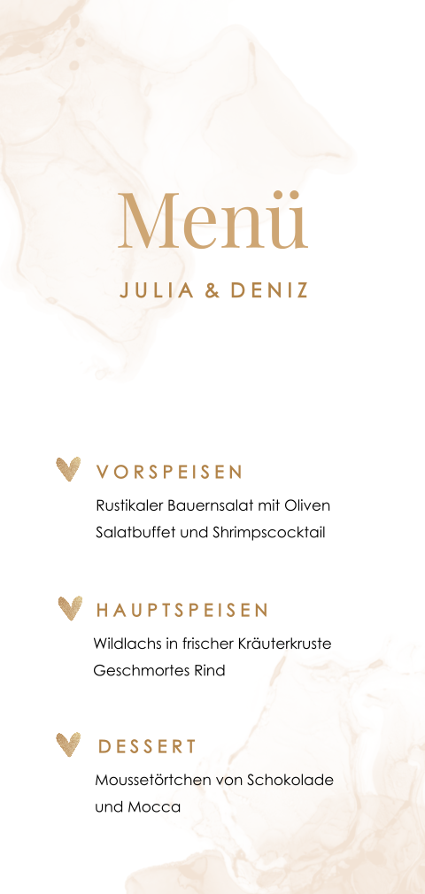 Menükarte mit spielerischen Details