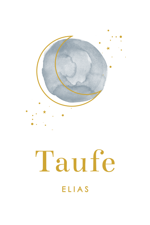 Einladung zur Taufe mit Mond, Sternen und abgerundeten Ecken