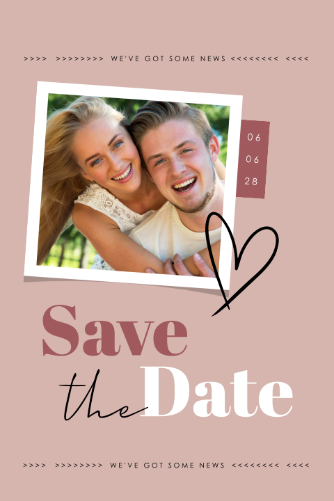 Save the Date-Karte in Altrosa mit Foto