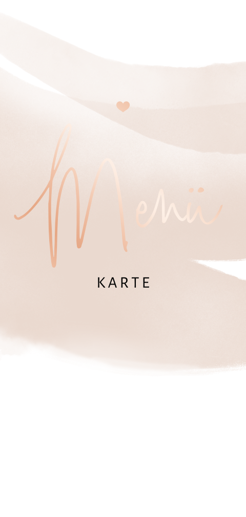Hochformat Hochzeitsmenükarte mit Aquarell und Herzen