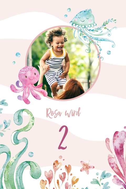 Kindergeburtstag-Einladung mit Unterwasserwelt