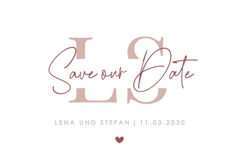 Moderne Save-the-Date Karte mit lustigen rosa Schriftarten