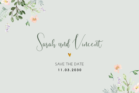 Save the date Karte mit vielen Blumen und Herzen
