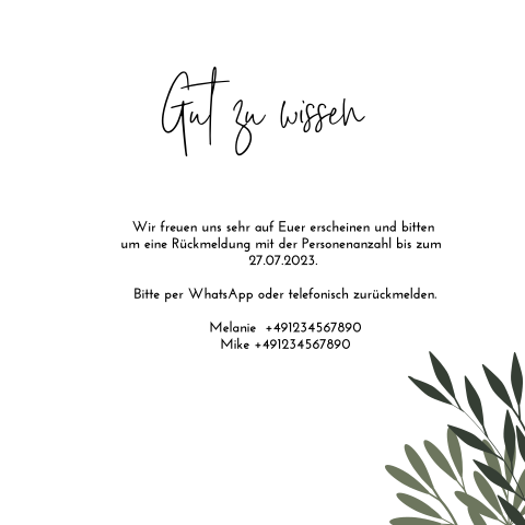 Einleger Hochzeit mit grünen Zweigen - Biotop