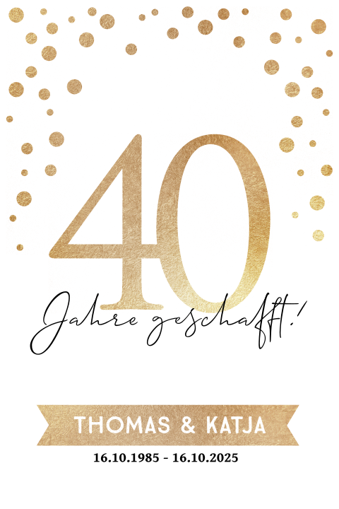 Hübsche Einladung zur Rubinhochzeit mit Konfetti