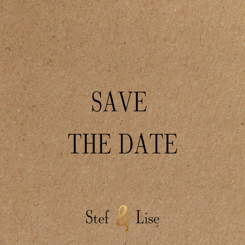 Save the Date Karte mit Kraft-Look Hintergrund und goldenes &