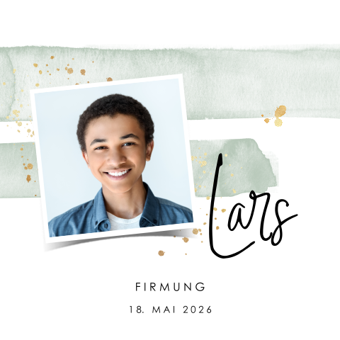 Einladung zur Firmung Aquarell grün quadratisch