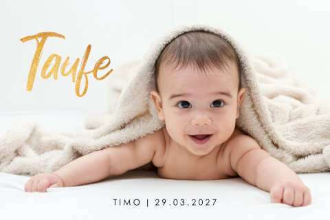 Hübsche Einladung zur Taufe mit grossem Foto und runden Ecken