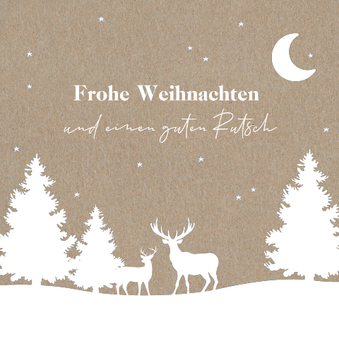 Quadratische Firmen-Weihnachtskarte weisse Silhouette