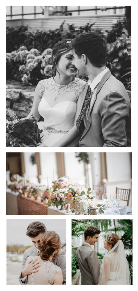 Hochzeitskarte im Hochformat mit trendiger Bildercollage