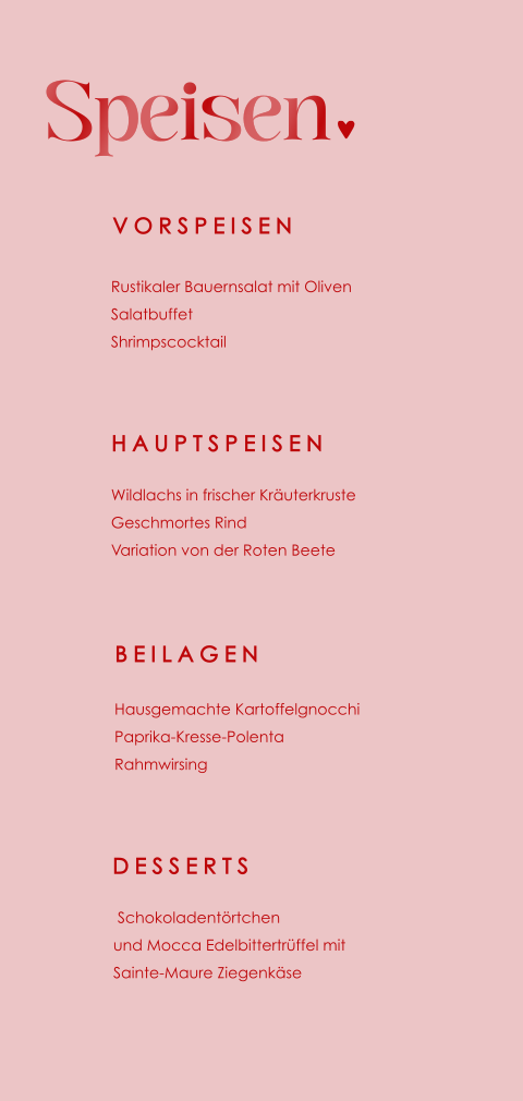 Moderne Menükarte im Colorblocking Stil mit abgerundeten Ecken