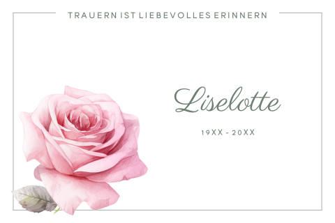 Trauerdanksagung mit großer Rose 