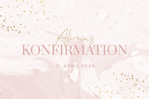 Einladung zur Konfirmation Aquarell-Look mit Goldelementen