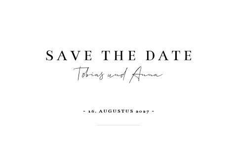 Schlichte Save the Date Karte in Weiss mit Herzchen