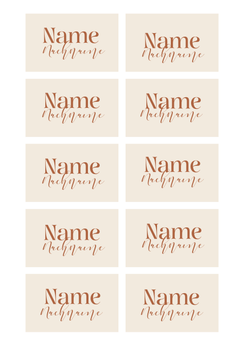 Namenskarten in elegantem Stil mit hellem Hintergrund