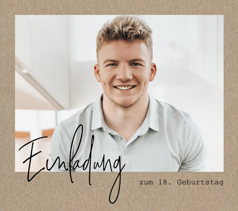 Kraftlook Einladung 18 Geburtstag im Polaroid-Look mit eigenem Foto
