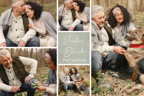 Elegante Danksagung Silberne Hochzeit mit Fotocollage