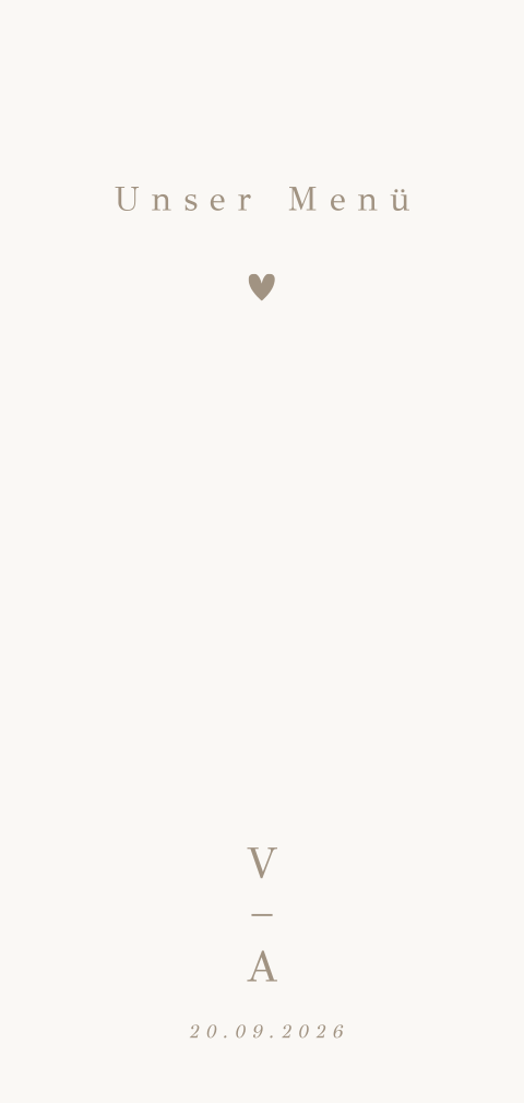 Moderne Menükarte mit Initialen in Beige