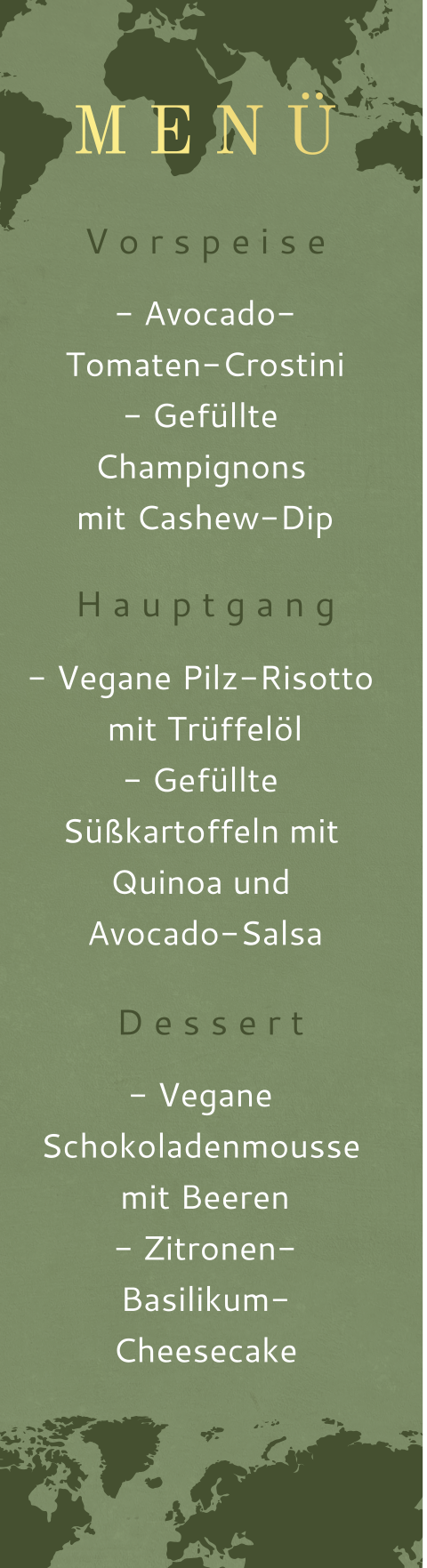 Menükarte im Fotostreifenformat mit Weltkarte, Set von 4 Stück