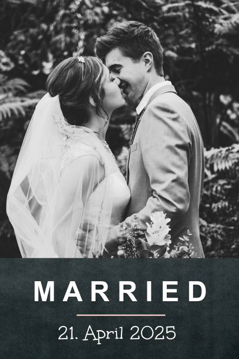 Schöne Wir haben geheiratet-Karte in Schwarz Weiß mit Foto