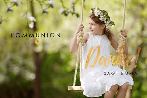 Dankeskarte Kommunion mit runden Ecken und großem Foto