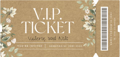 VIP-Hochzeitskarte im Kraft-Look mit Blumen