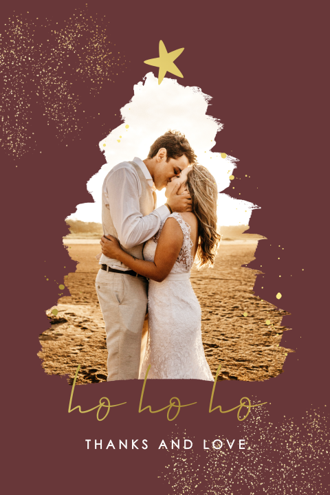 Weihnachtliche Dankeskarte mit Foto in Tannenbaum-Form