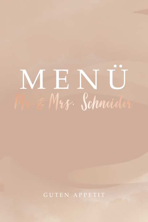 Schicke Menükarte mit rosa Aquarell