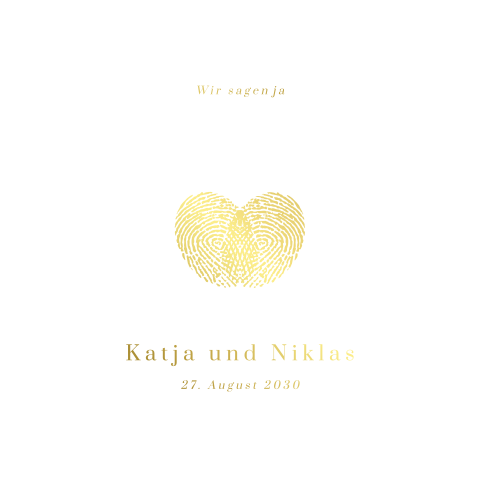 Originelle Hochzeitseinladung mit goldenen Fingerabdrücken
