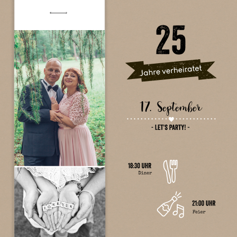 Stilvolle Einladung zur Silberhochzeit mit vielen Fotos