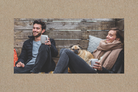Echtes Kraftpapier Weihnachtskarte einfach Querformat mit Foto