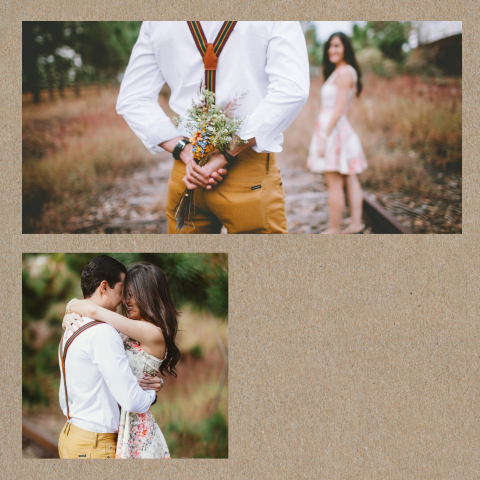 Kraftlook Hochzeitskarte quadratisch einseitig mit zwei Fotos