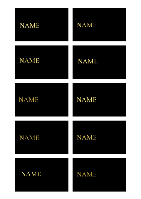 Namenskarten mit schwarzem Hintergrund