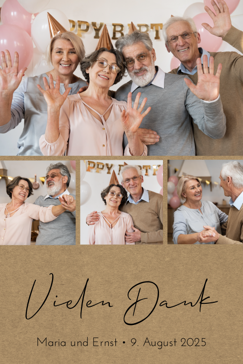 Kraft-Look Dankeskarte zum Doppelgeburtstag