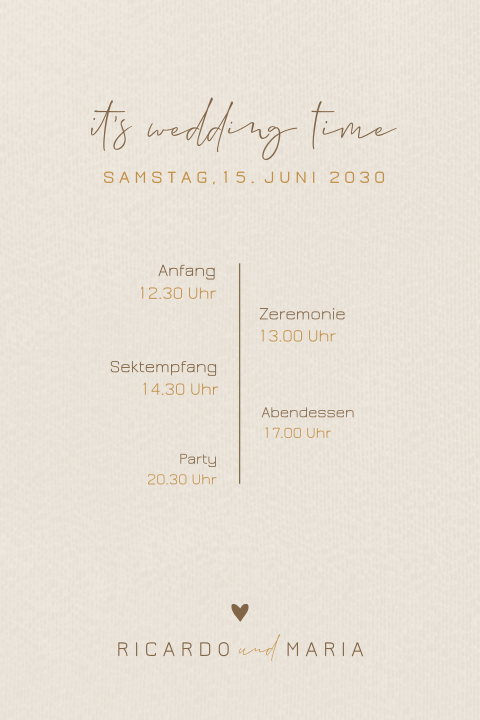 Hochzeitseinladung Timeline im Sandton