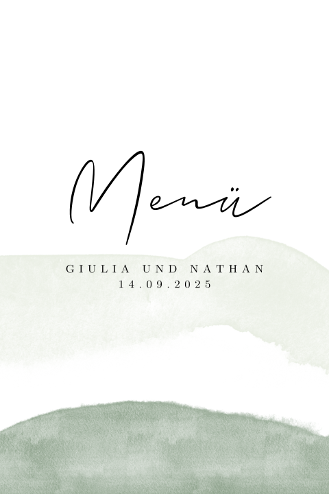 Menükarte Klappkarte mit hellgrünem Aquarell