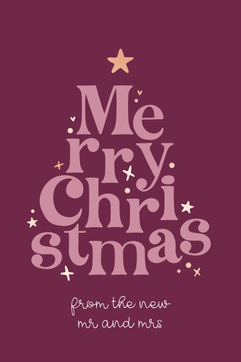 Weihnachtliche Dankeskarte "Merry Christmas" in Dunkelrot