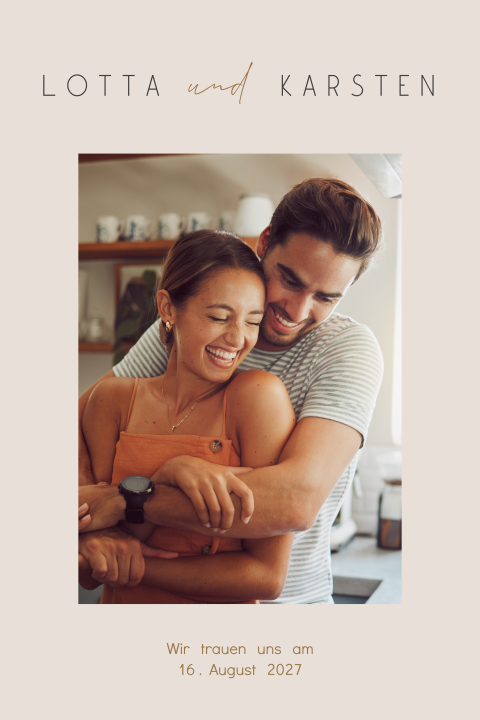 Save the Date Karte im Naturton mit Foto